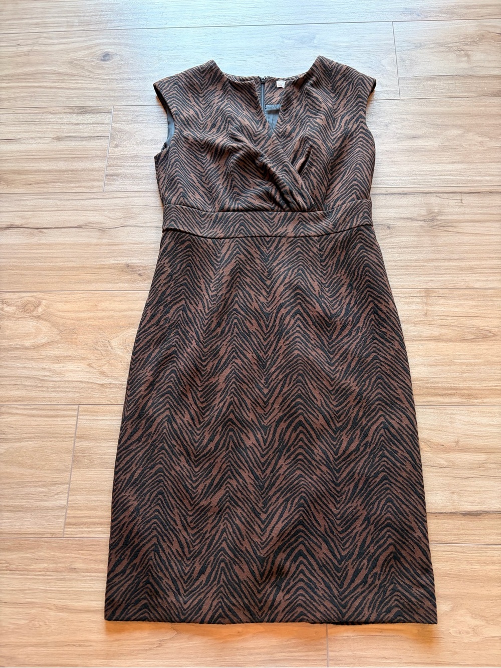 Charter Club Brown Zebra-Print Midi Sheath Dress
